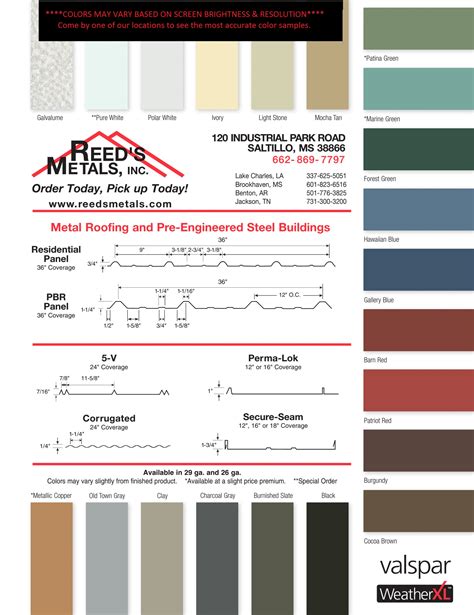 reeds metal houses|reeds metal color chart.